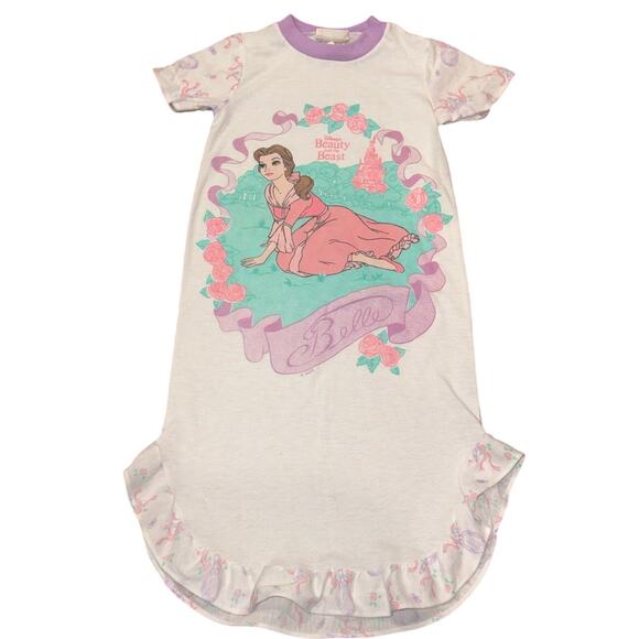 RARE Vintage 90s Disney Belle Beauty & The Beast Nightgown 4T Ruffle Hem - Picture 11 of 13